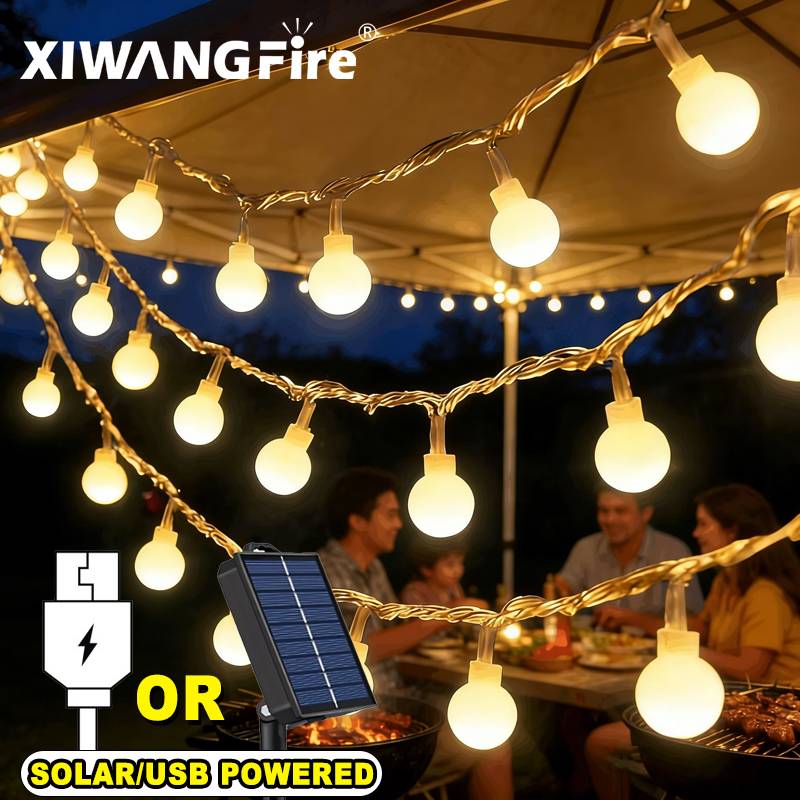 Lighting Decor For Living Room - 3-10M 태양광/USB/배터리 스트링 조명, 요정 글로브