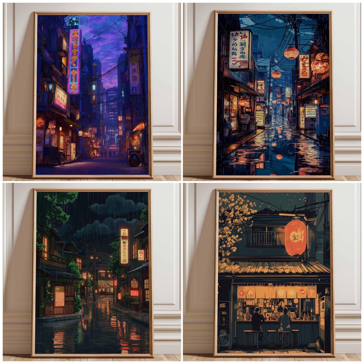 Japanese Lighting Decor - 1개 프레임 없는 네온 도쿄 거리