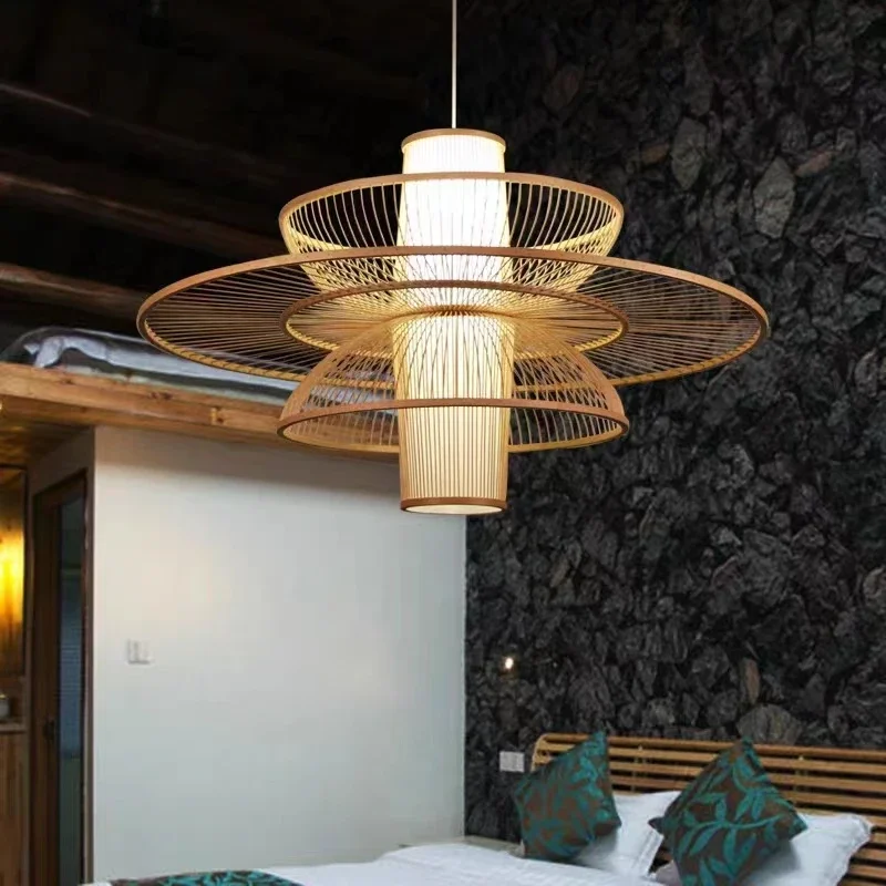 Japanese Lighting Decor - 농촌 수제 대나무 직조 등나무 예술