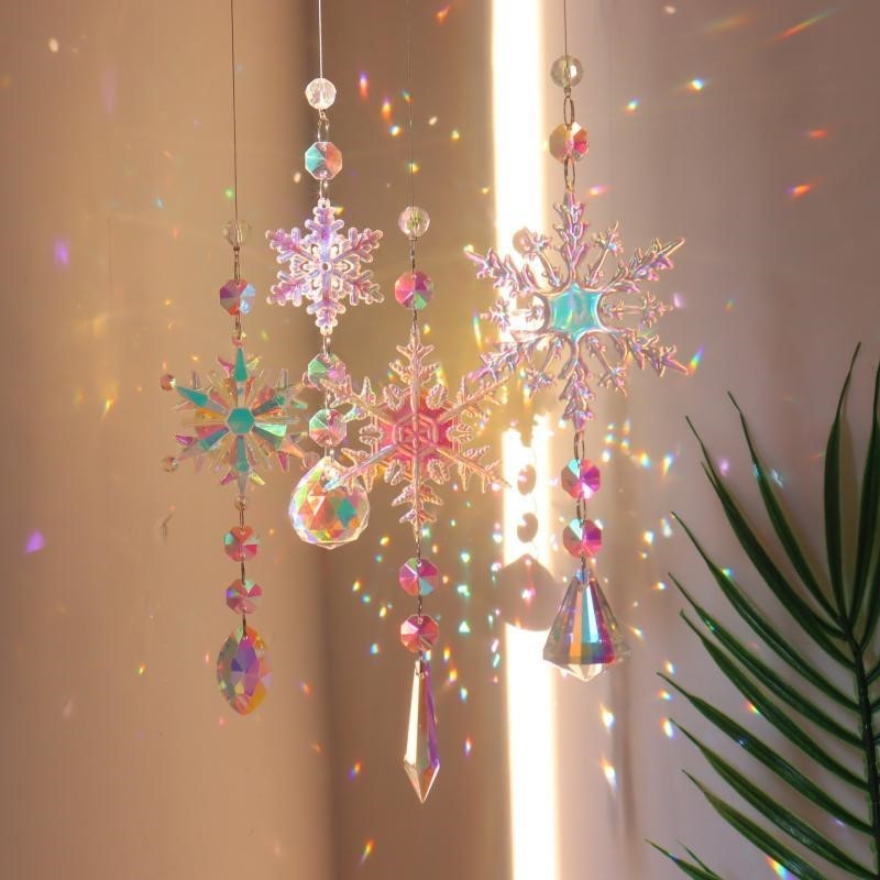 Pendant Lighting Christmas Decor - 창의적인 크리스마스 다채로운 눈송이 펜던트 아크릴