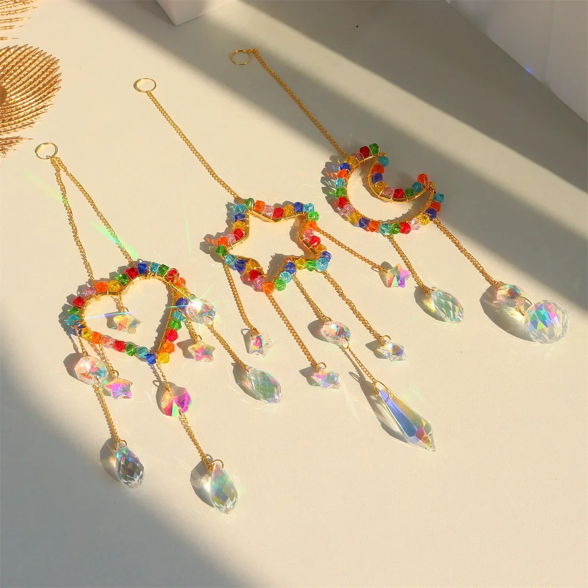 Pendant Lighting Christmas Decor - 차크라 선캐쳐 레인보우 프리즘 달 별