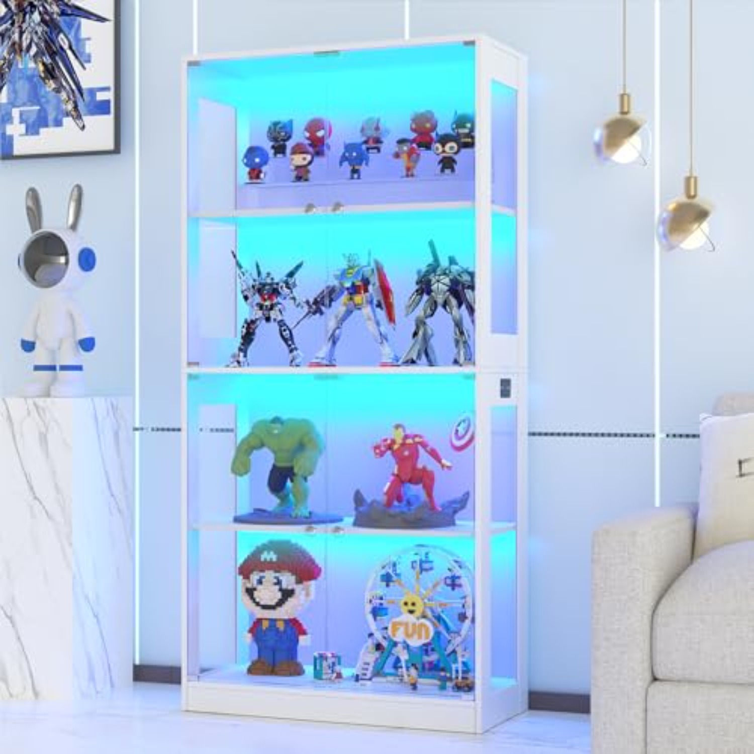 Lighting & Home Decor Studio Photos - 65인치 유리문 디스플레이 캐비닛 4단 진열장