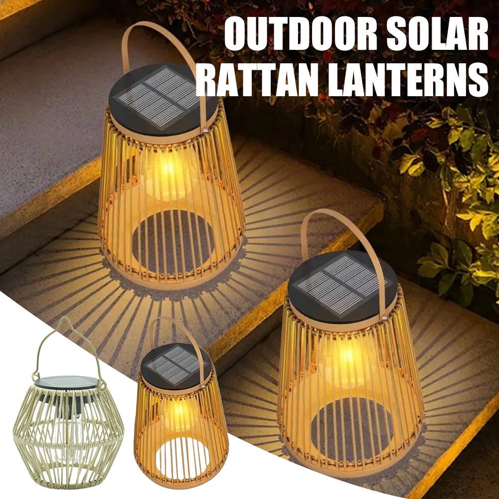 Lighting Decoration Outdoor - IP65 방수 태양광 라탄 랜턴 걸이식
