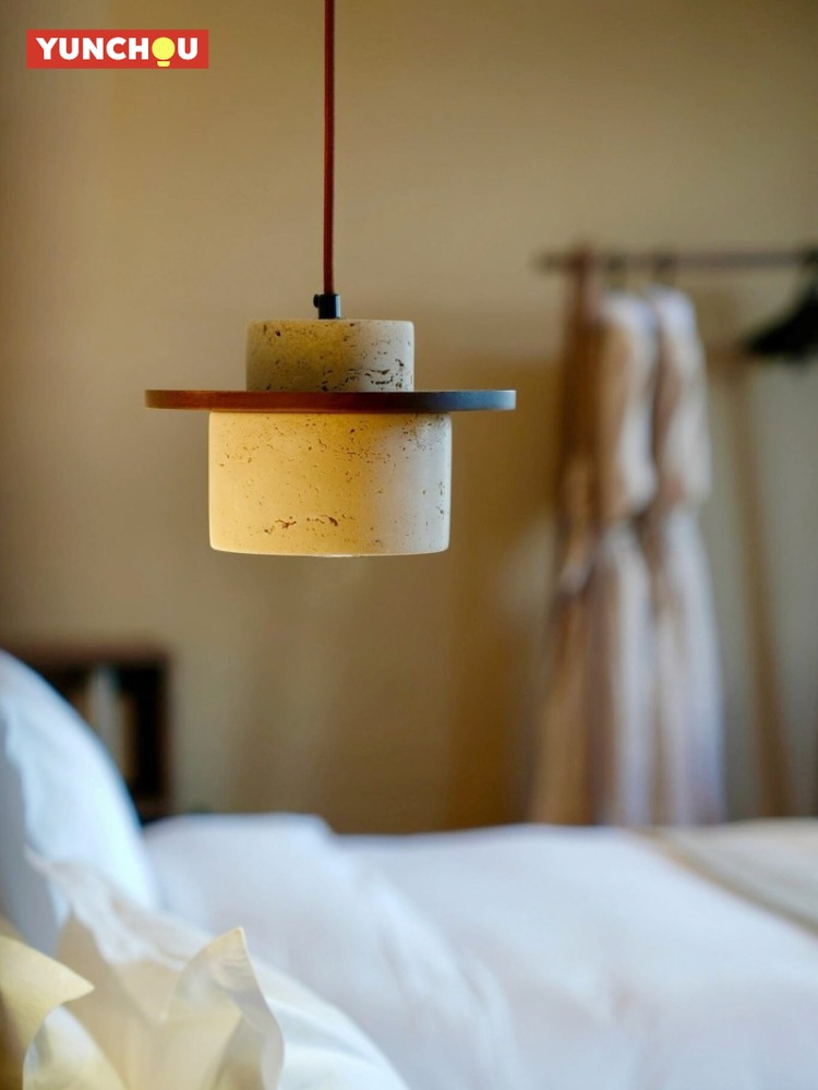 Japanese Lighting Decor - 일본식 와비사비 노란색 동굴석 펜던트 램프