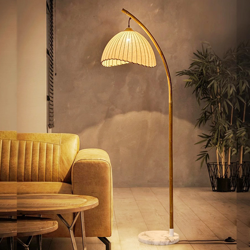 Floor Lamp Tripod - 대나무 소박한 스타일 플로어 램프 북유럽