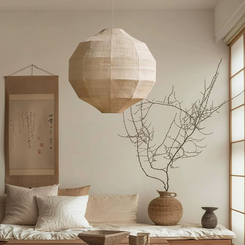 Japanese Lighting Decor - 일본 와비사비 패브릭 E27 펜던트 라이트