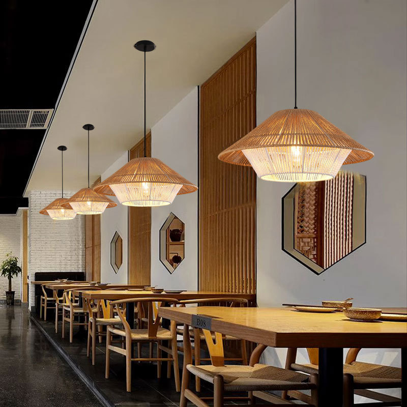 일본식 창의적인 대마 로프 등나무 엮은 펜던트 램프 홈 - Japanese Lighting Decor 리뷰 및 가격
