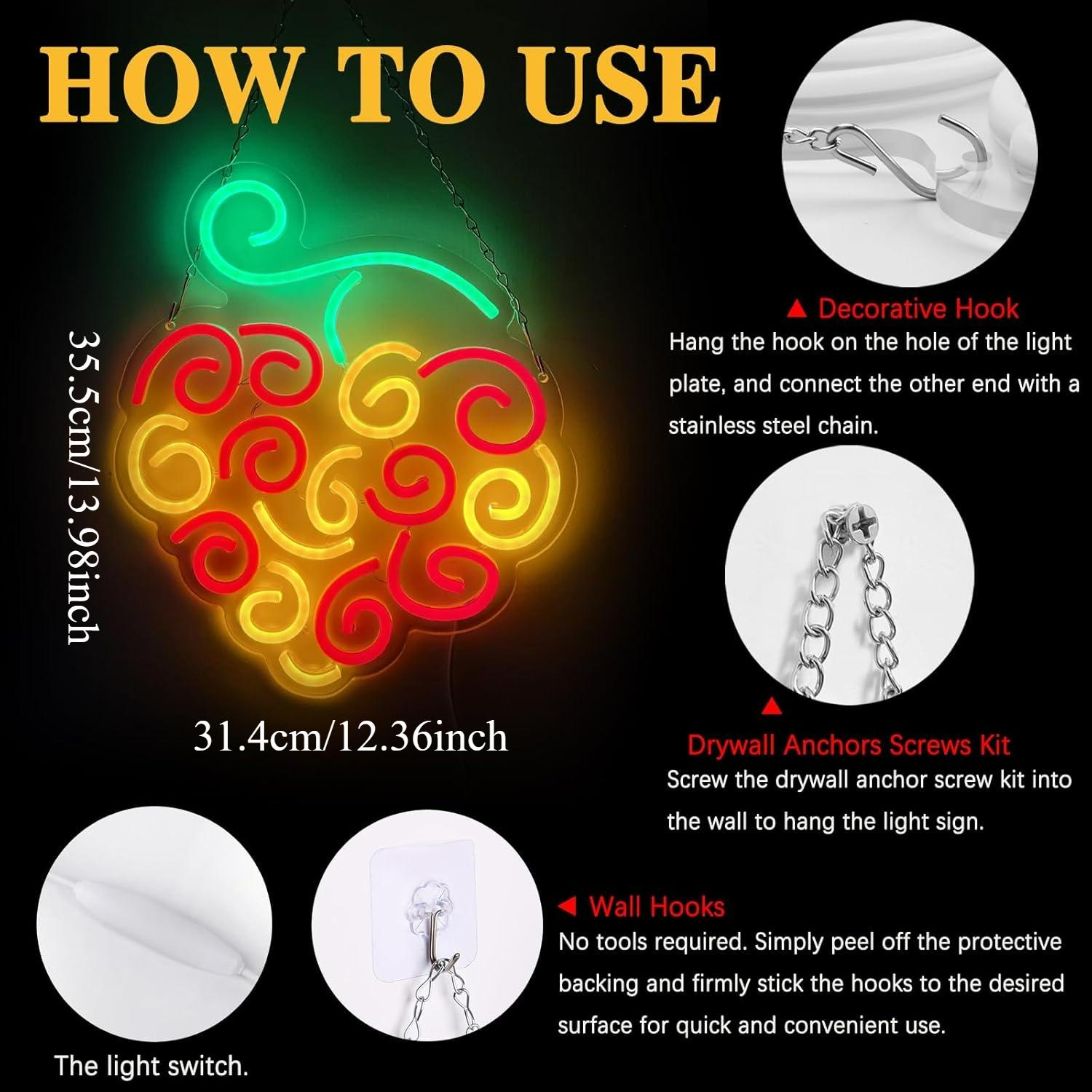 사이버 과일 네온사인 USB 디밍 가능 LED 조명 ( - Lighting Decor For Living Room 리뷰 및 가격