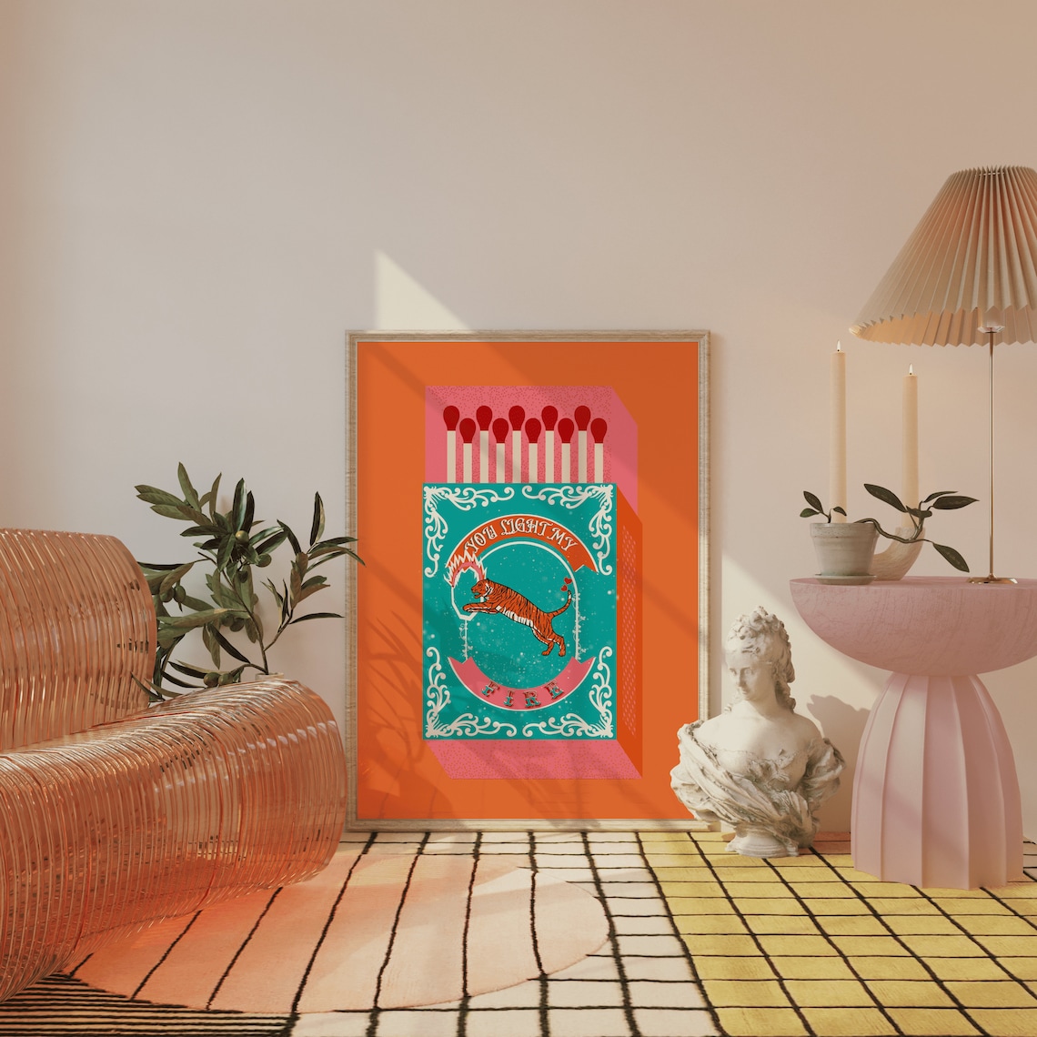 당신은 내 불을 밝힙니다 오렌지 성냥갑 벽 아트 인쇄  - Lighting Decor For Living Room 리뷰 및 가격
