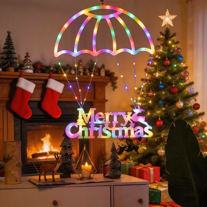스트링 라이트 LED 산타 낙하산 크리스마스 조명, 레 - Pendant Lighting Christmas Decor 리뷰 및 가격