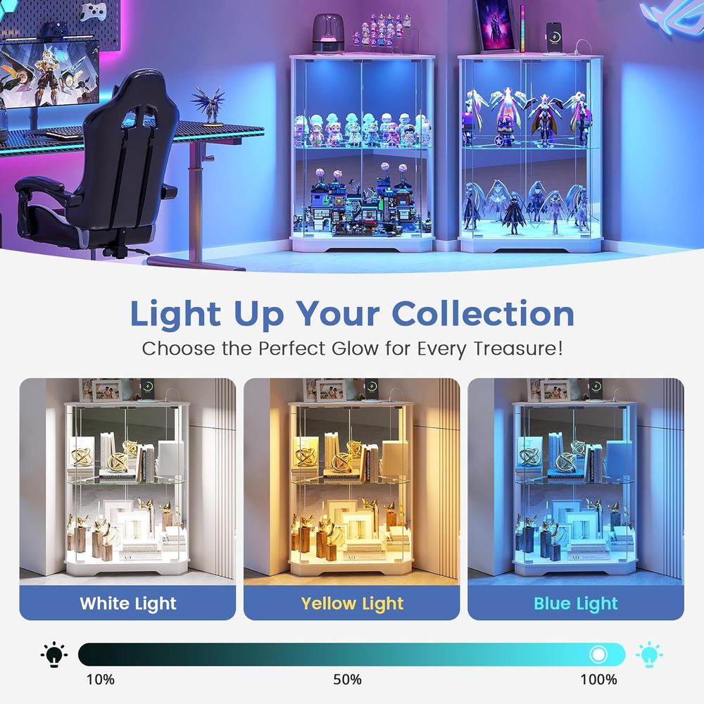 거실용 LED 조명 및 충전 스테이션이 있는 2단 유리 - Lighting & Home Decor Studio Photos 리뷰 및 가격
