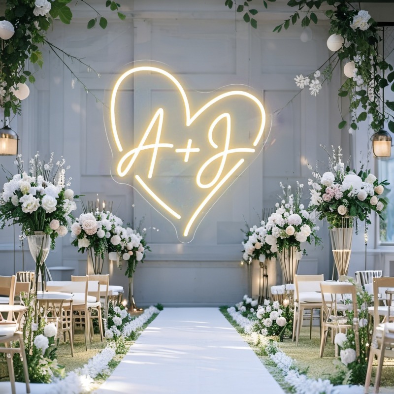 맞춤 이니셜 하트 LED 네온사인, 웨딩 파티 배경 홈 - Lighting Decor Ideas 리뷰 및 가격