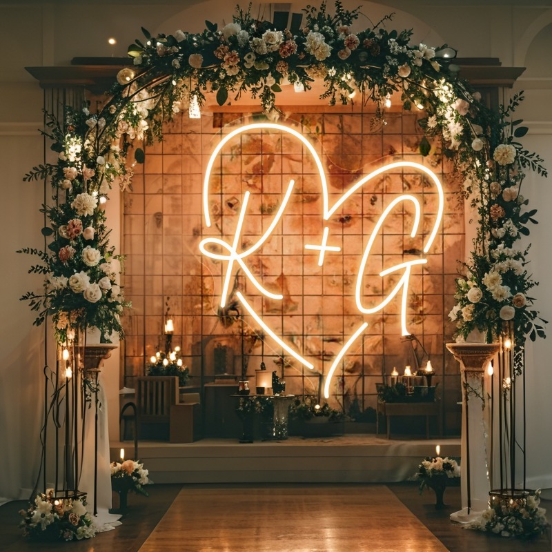 맞춤 이니셜 하트 LED 네온사인, 웨딩 파티 배경 홈 - Lighting Decor Ideas 리뷰 및 가격