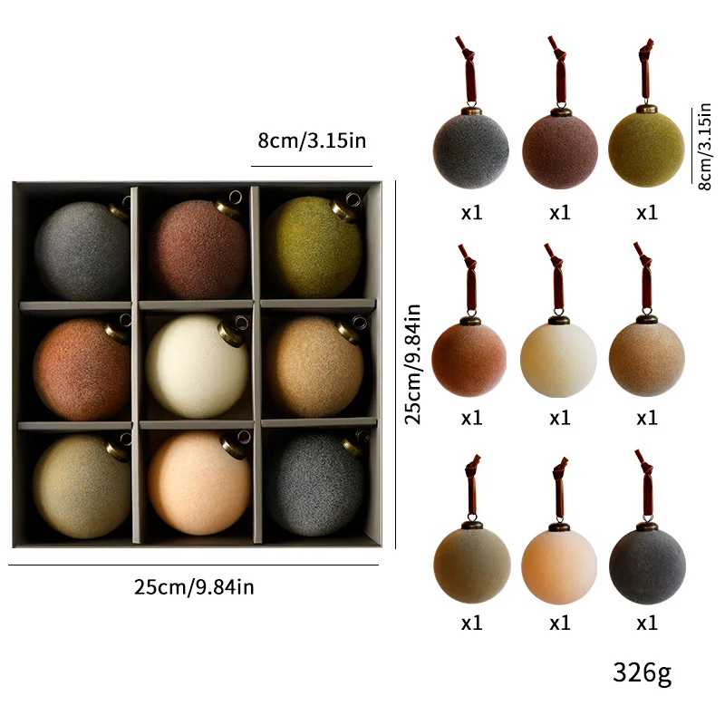 9개 8cm 고급스러운 크리스마스 볼 장식품, 플로킹  - Pendant Lighting Christmas Decor 리뷰 및 가격