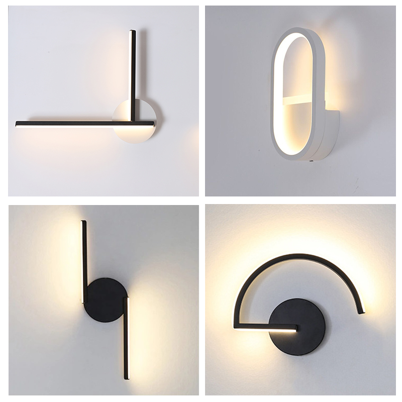 현대적인 북유럽 LED 벽등, 미니멀리스트 블랙 기하학 - Lighting Decor For Living Room 리뷰 및 가격