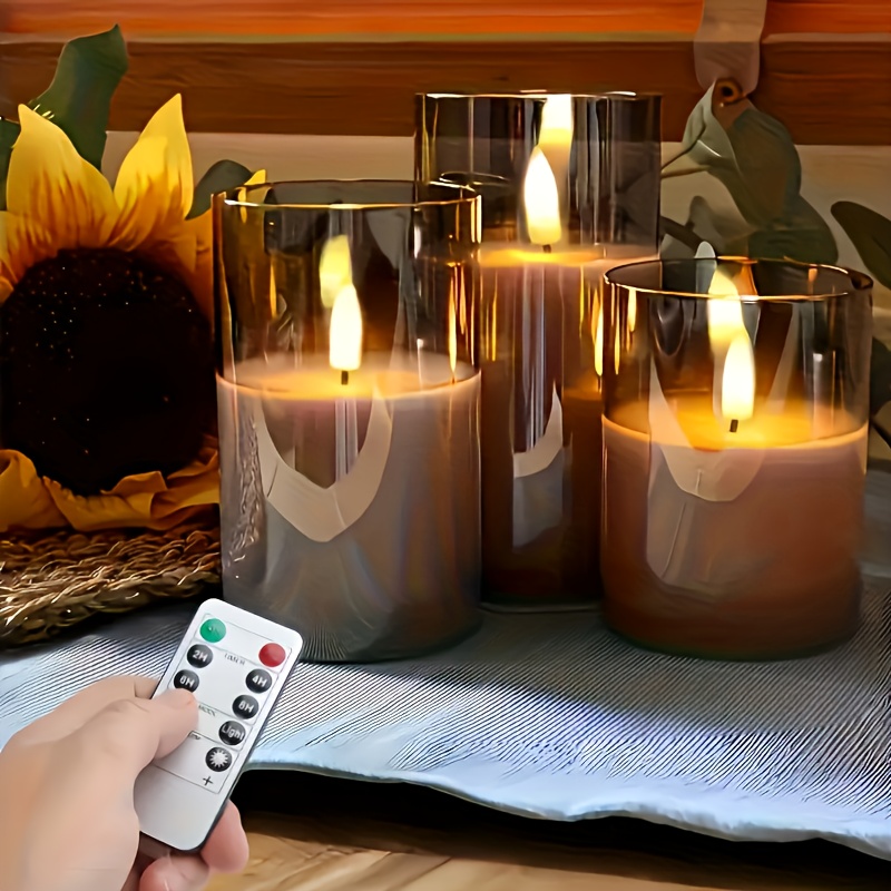 3개 세트 충전식 기둥 모양 인조 캔들, 리모컨 포함, - Lighting Decor For Living Room 리뷰 및 가격