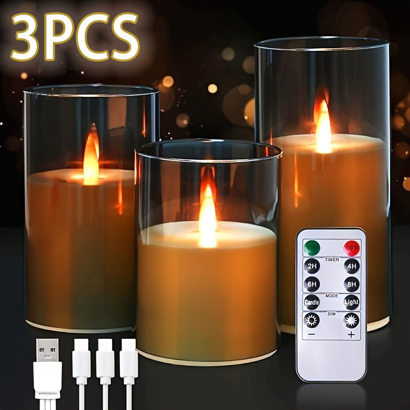 3개 세트 충전식 기둥 모양 인조 캔들, 리모컨 포함, - Lighting Decor For Living Room 리뷰 및 가격