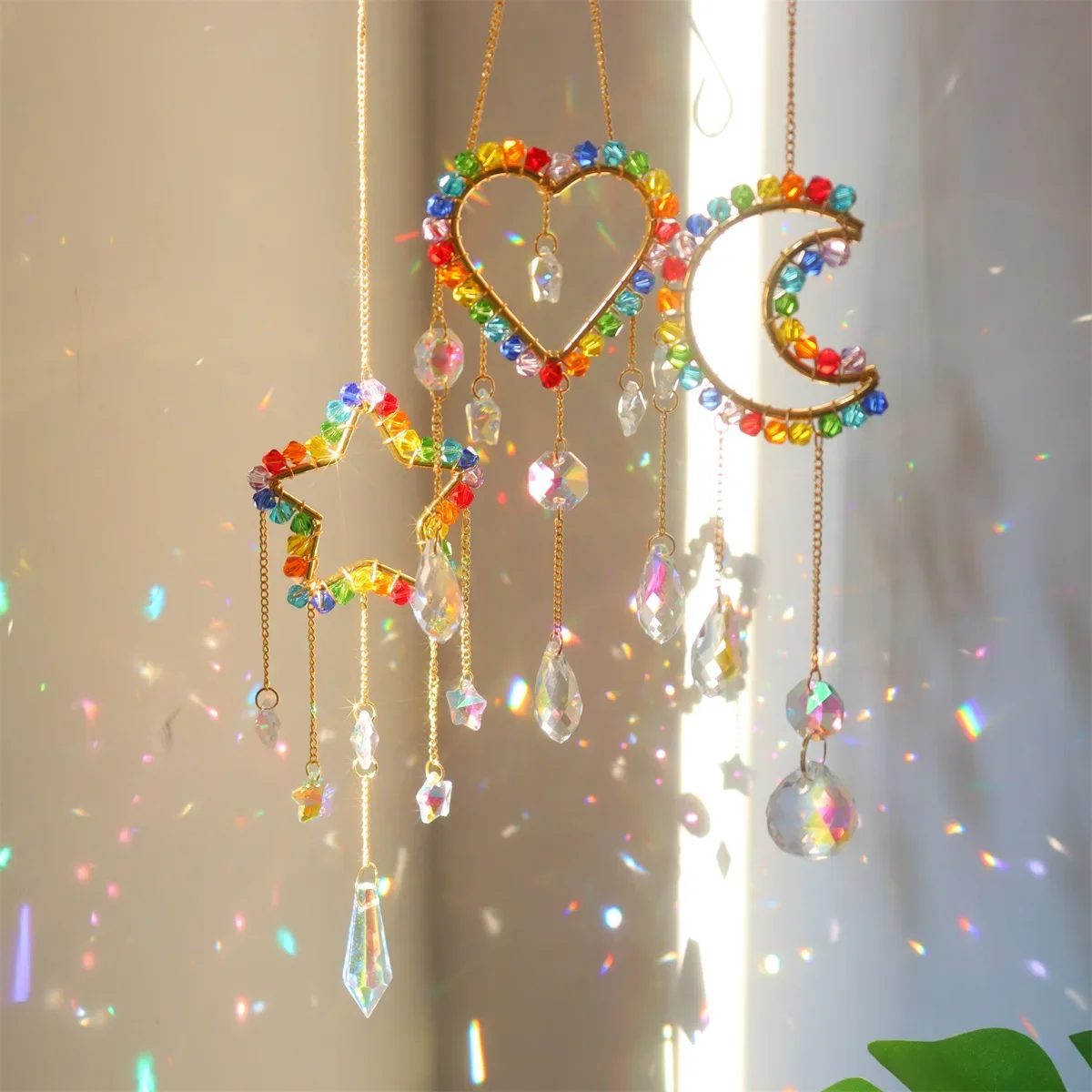차크라 선캐쳐 레인보우 프리즘 달 별 하트 모양 펜던트 - Pendant Lighting Christmas Decor 리뷰 및 가격