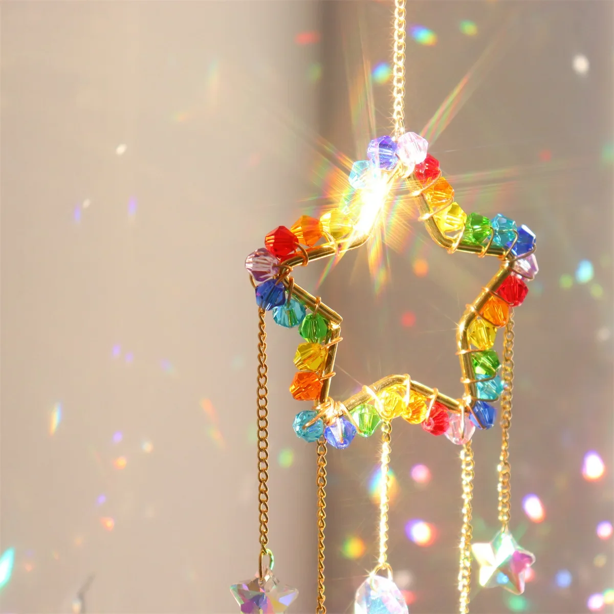 차크라 선캐쳐 레인보우 프리즘 달 별 하트 모양 펜던트 - Pendant Lighting Christmas Decor 리뷰 및 가격