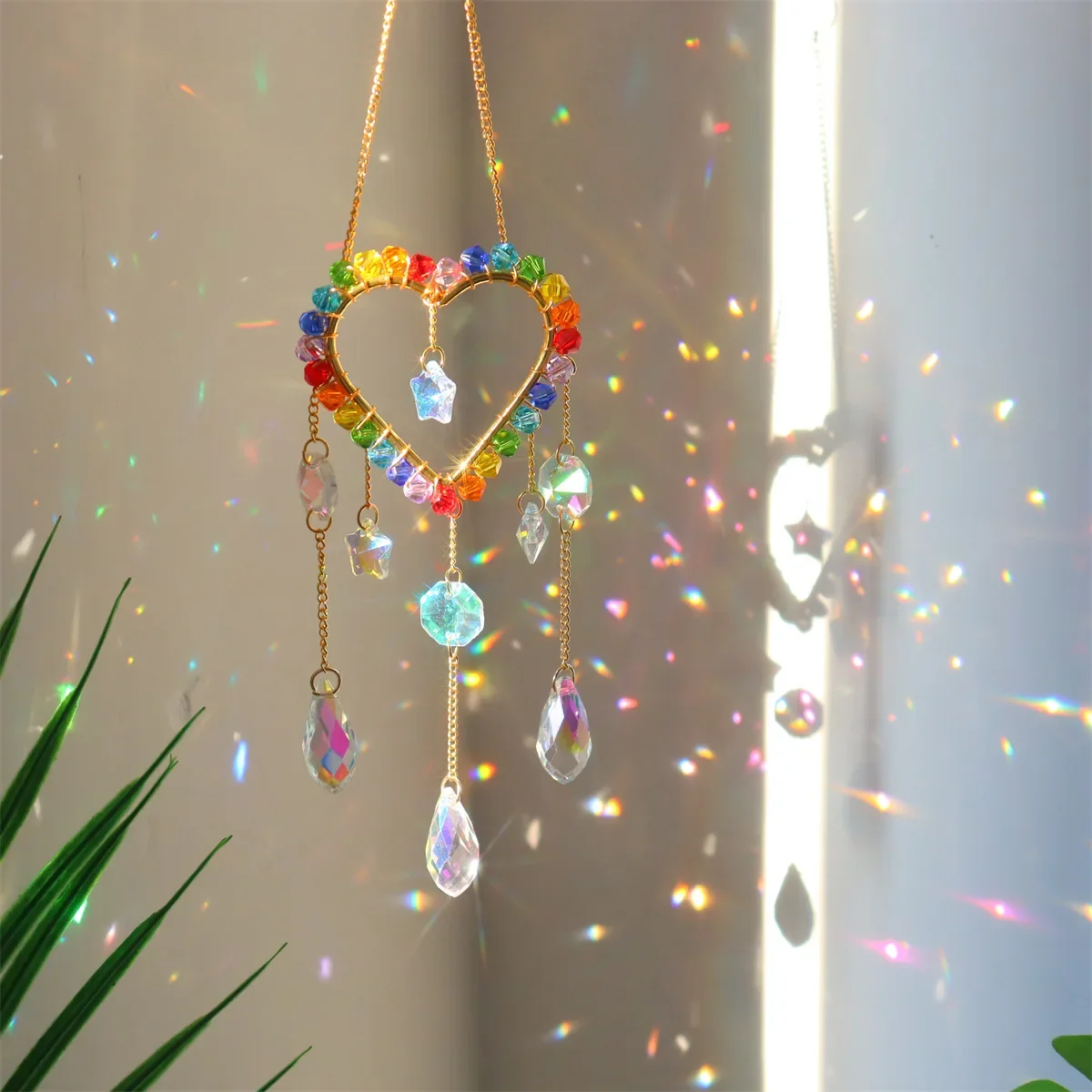 차크라 선캐쳐 레인보우 프리즘 달 별 하트 모양 펜던트 - Pendant Lighting Christmas Decor 리뷰 및 가격