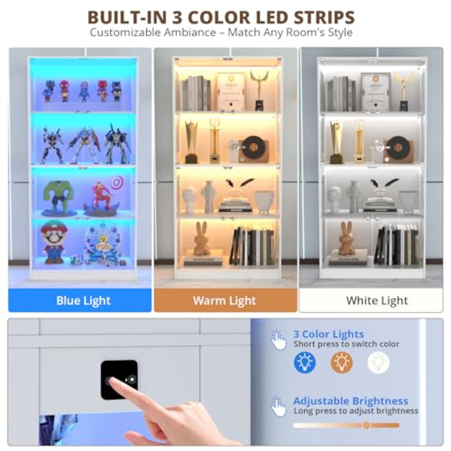 65인치 유리문 디스플레이 캐비닛 4단 진열장 |    - Lighting & Home Decor Studio Photos 리뷰 및 가격
