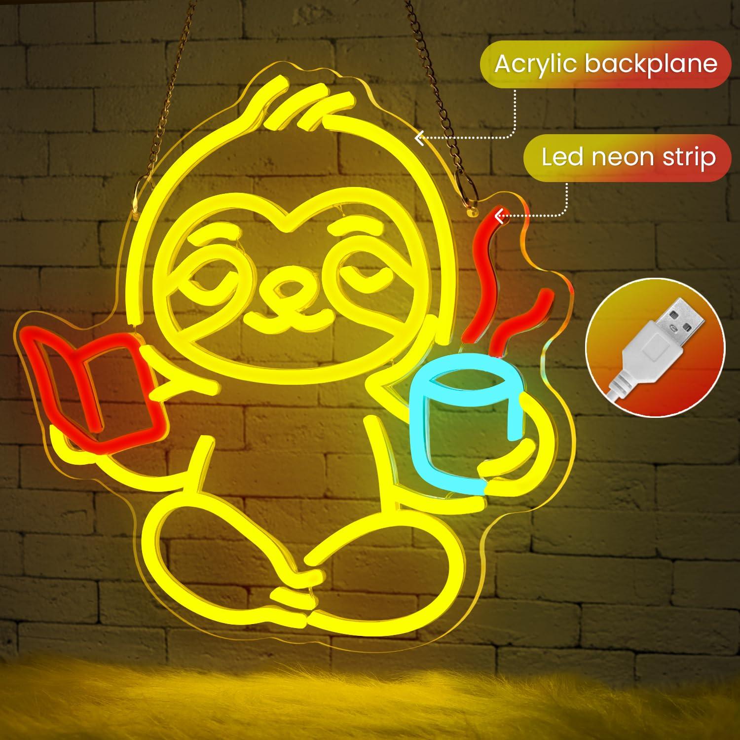 나무늘보 네온사인 USB 디밍 가능 LED 조명 침실  - Lighting Decor For Living Room 리뷰 및 가격