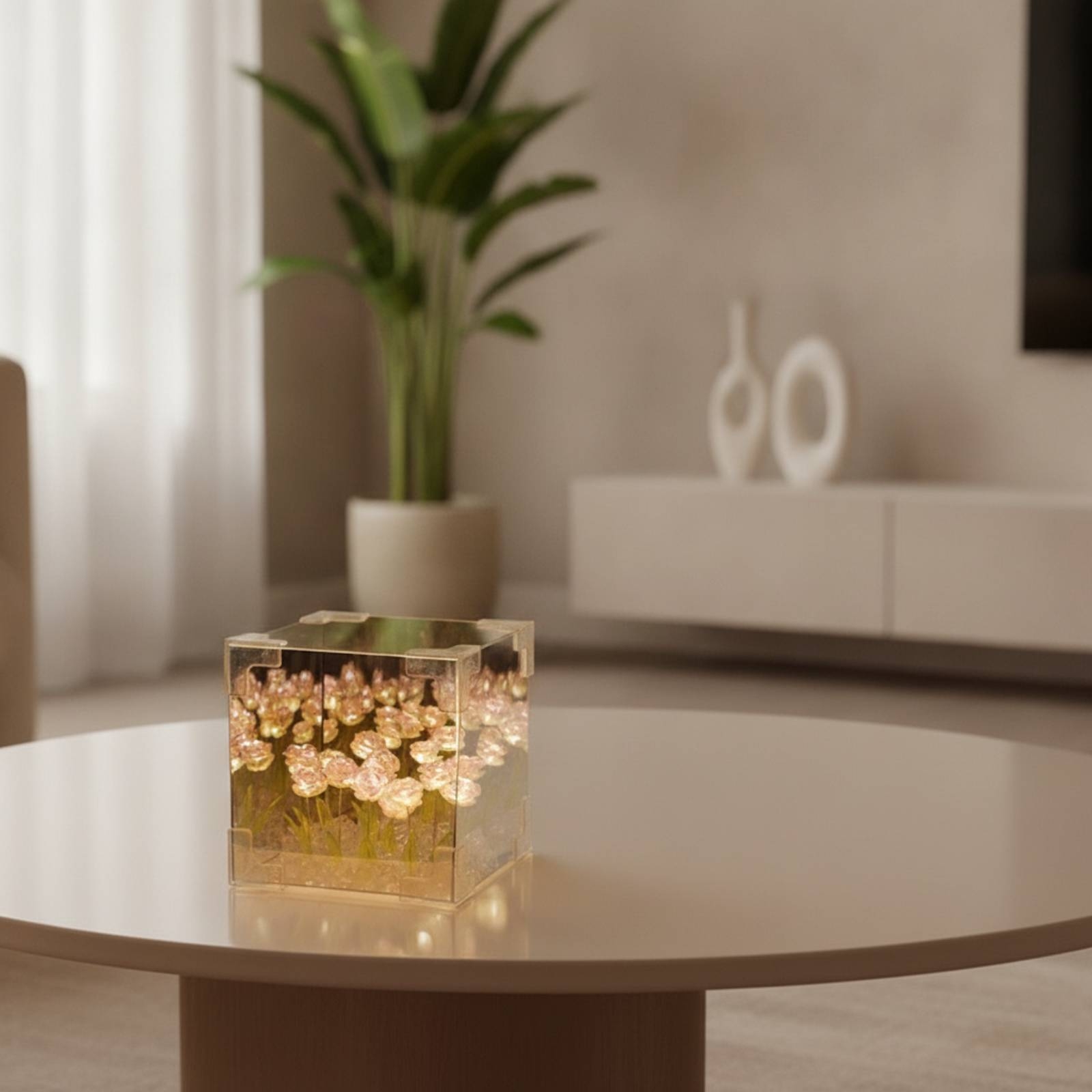아크릴 큐브 꽃 장식 장미 무드등, 투명 꽃 램프, 침 - Lighting Decor For Bedroom 리뷰 및 가격