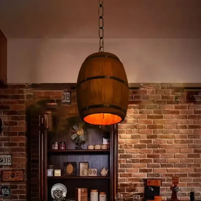 소박한 빈티지 샹들리에 나무 펜던트 조명 와인 배럴 행 - Lighting Decor For Living Room 리뷰 및 가격