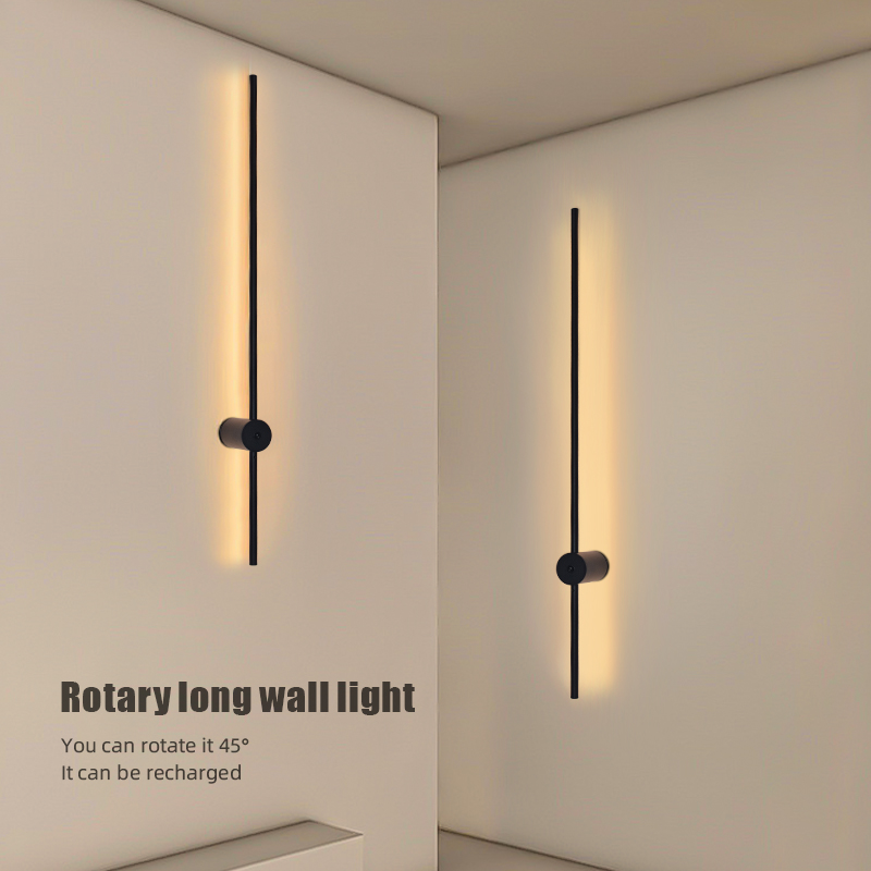 현대적인 충전식 LED 벽등 블랙 알루미늄 바디 선형  - Lighting Decor For Living Room 리뷰 및 가격