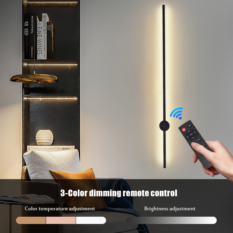 현대적인 충전식 LED 벽등 블랙 알루미늄 바디 선형  - Lighting Decor For Living Room 리뷰 및 가격