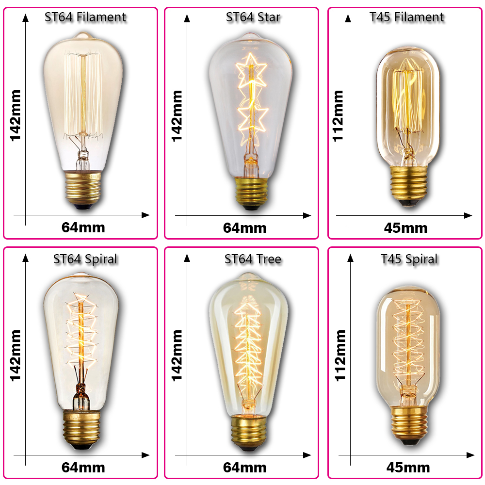 레트로 에디슨 전구 E27 40W 220V A60 ST - Lighting Decor Ideas 리뷰 및 가격