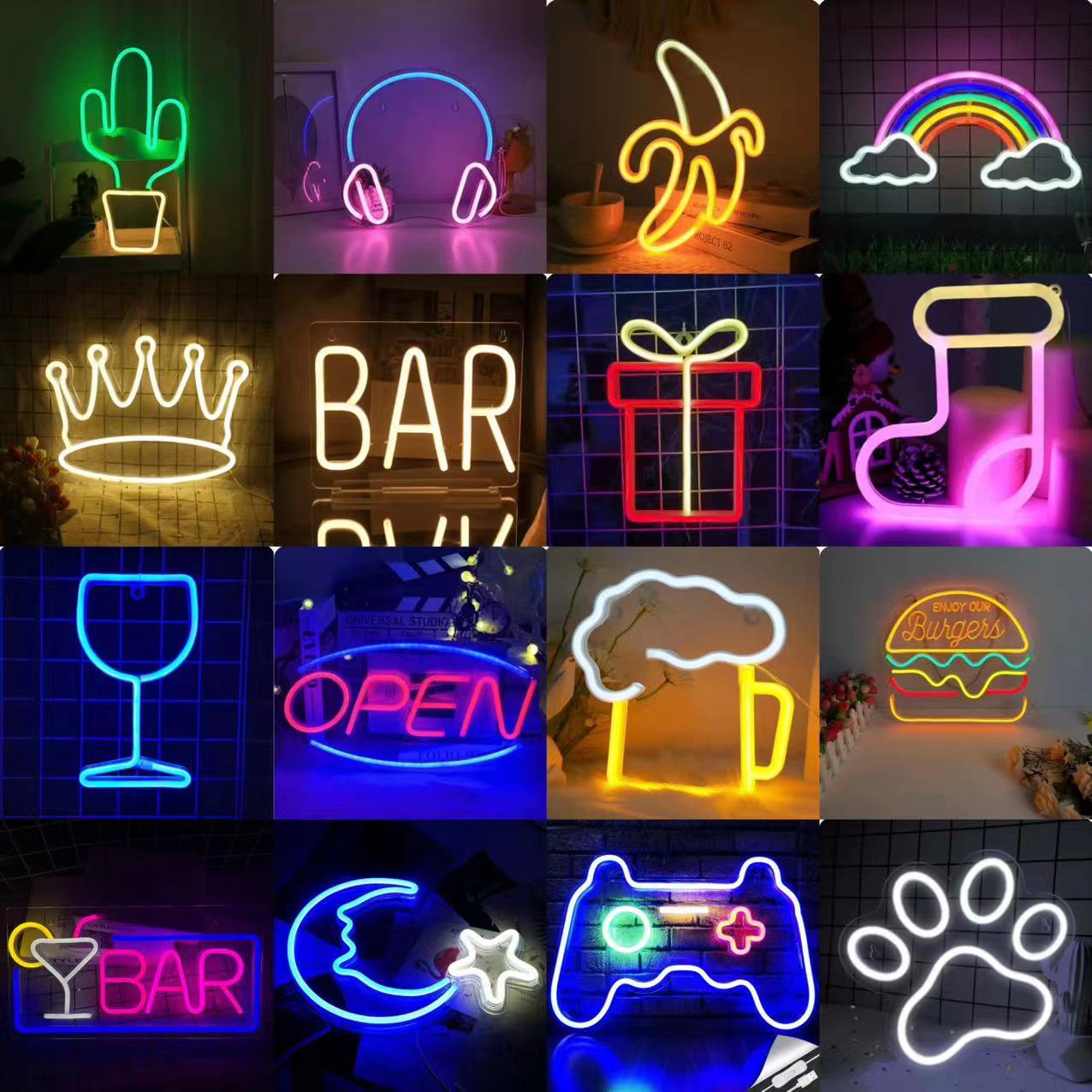 맞춤형 LED 네온사인 (USB/배터리 사용) - 바, - Pendant Lighting Christmas Decor 리뷰 및 가격